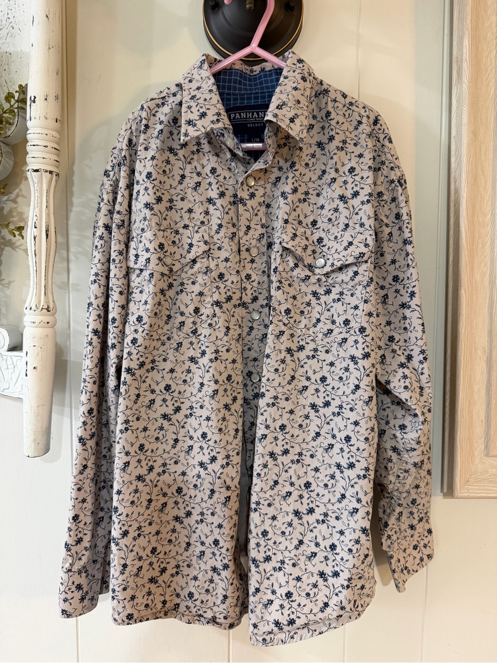 Girls Beige Floral Button-Up Western Shirt